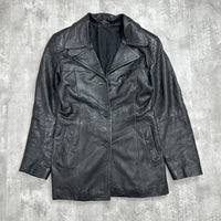 Vintage Leather Coat - Medium