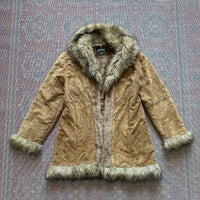 Vintage Leather & Fur Coat - Large