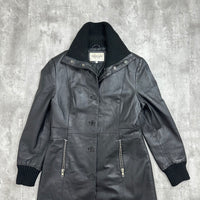 Vintage Leather Long Coat - Medium