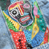 Vintage Levis Denim Jacket Hand Painted - Medium