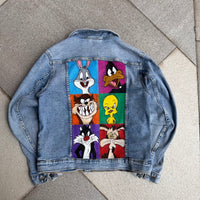 Hand Painted Looney Tunes Denim Jacket - Small