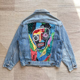 Vintage Levis Denim Jacket Hand Painted - Medium
